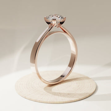 Bague de fiançailles solitaire diamant de laboratoire en or rose recyclé — ADELMIRE